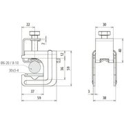 DEHN - Verbinder für Blitzschutz Druckbügelklemme VK DB KR #308033 D6-20mmo.Fl 30x3-4mm − 25 Stück