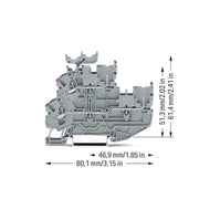 WAGO - Durchgangs-Reihenklemme 2Leiter/2PinDoppelstockkl. 2022-2238 2,5mm²,grau − 50 Stück