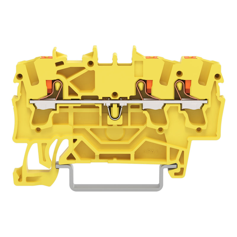 WAGO - Durchgangs-Reihenklemme 3-Leiter-Durchgangsklemme 2202-1306 Drücker,2,5 mm²,ge − 100 Stück