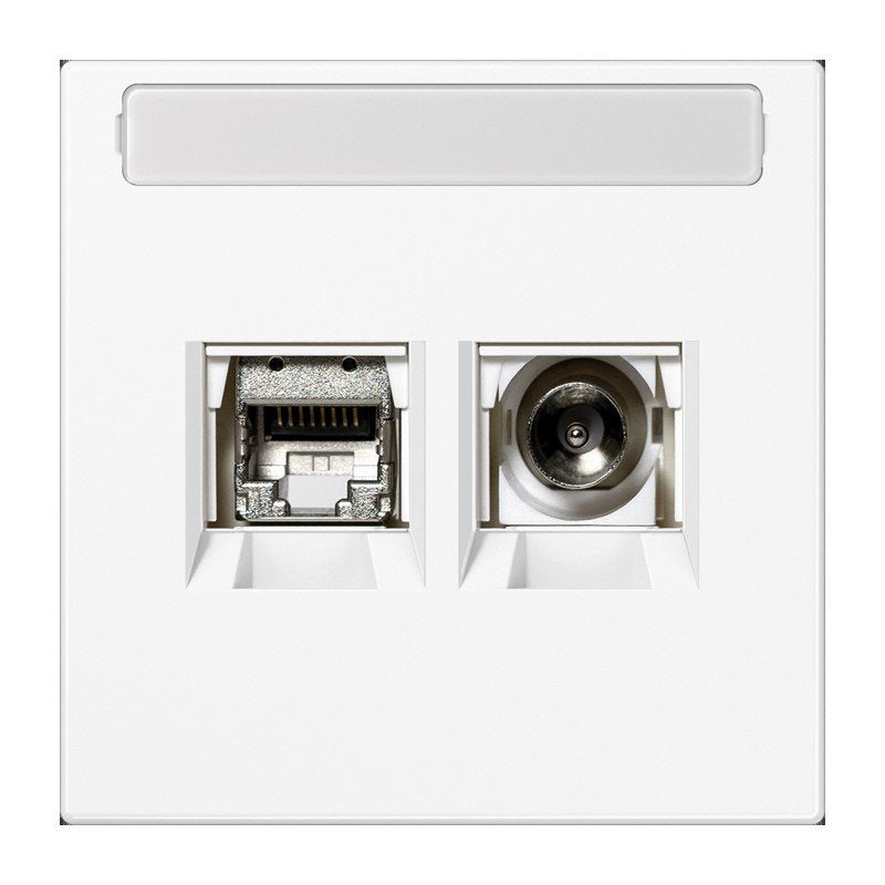 Jung - Einsatz/Abdeckung für Kommunikationstechnik Smart-TV-Anschlussdose 2f MMD LS 4521 WWM Schriftfeld, swsmatt