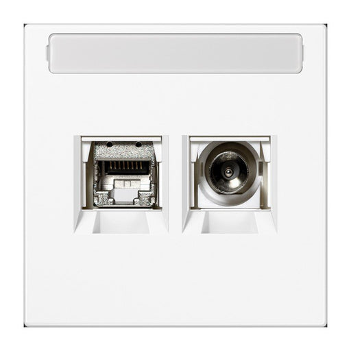 Jung - Einsatz/Abdeckung für Kommunikationstechnik Smart-TV-Anschlussdose 2f MMD LS 4521 WWM Schriftfeld, swsmatt