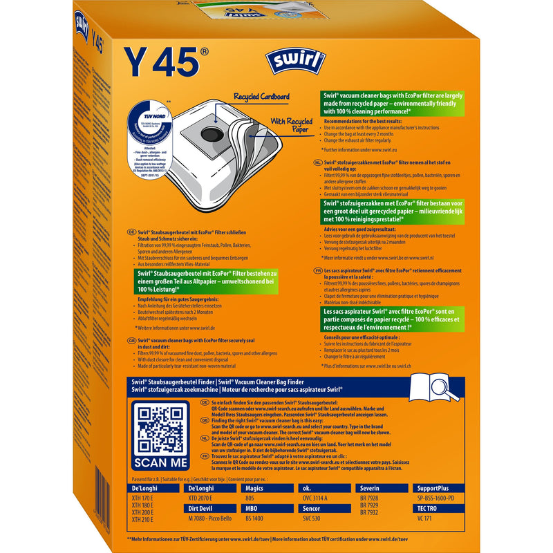 Swirl - Zubehör/Ersatzteile für Bodenpflege Staubbeutel Y 45 EcoPor VE4 für übrige Marken