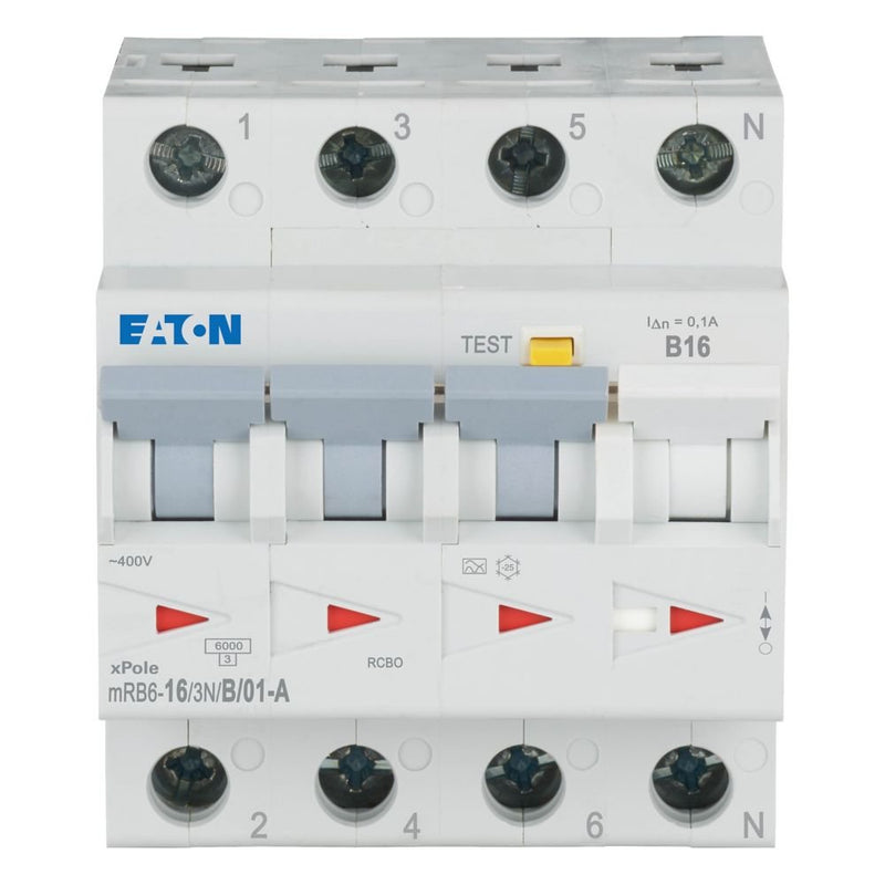 Eaton - Kombination FI-Schalter/Leitungsschutzschalter FI/LS Kombination mRB6-16/3N/B/01-A 16A 100mA