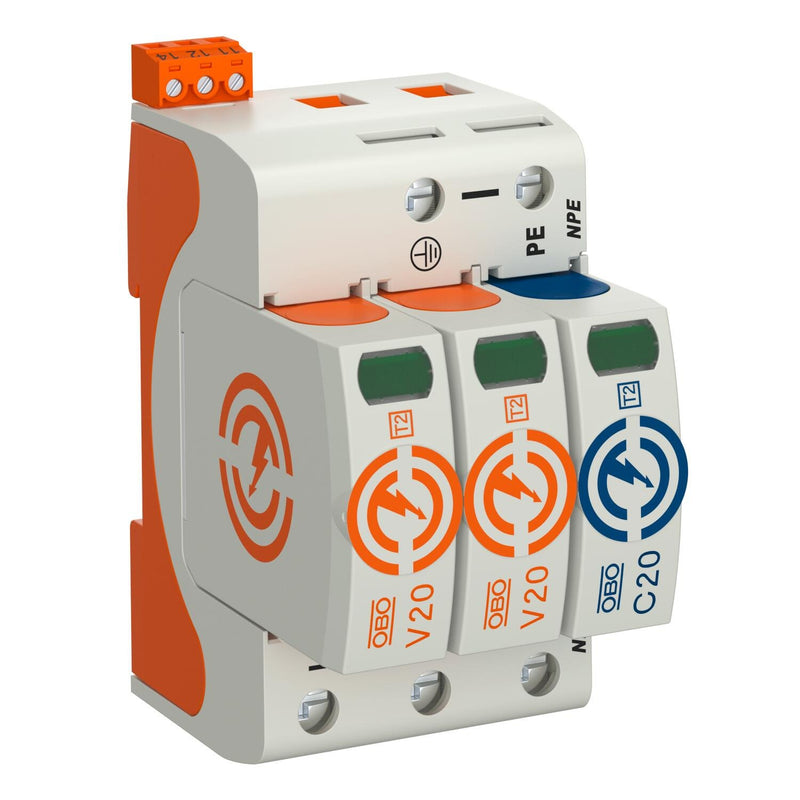 OBO Bettermann - Überspannungsableiter für Energietechnik/Stromversorgung CombiController V20 V20-2+NPE+FS-280 zweipolig mit NPE+FS