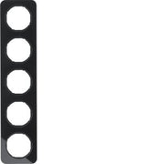 Berker - Abdeckrahmen Rahmen Glas/sw 10152116 5fach