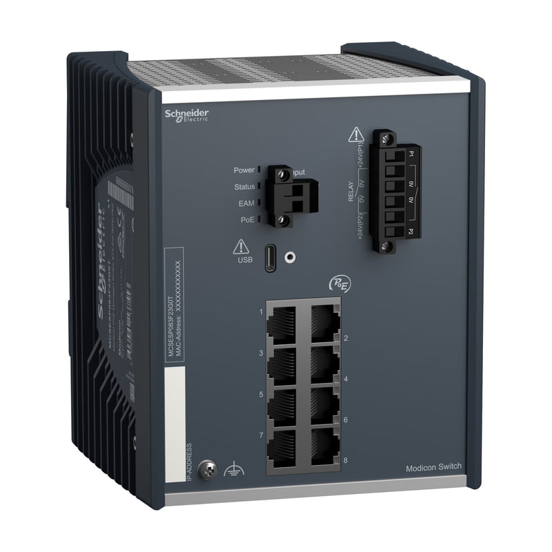 Schneider Electric - Netzwerk Switch Modicon PoE Managed Switch MCSESP083F23G0T 8 Gigabit Ports