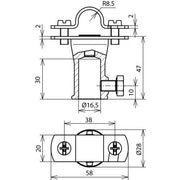 DEHN - Stangenhalter für Blitzschutz Befestigungsbuchse SH 16 BB16 V2A ZG m. Halter 16mm