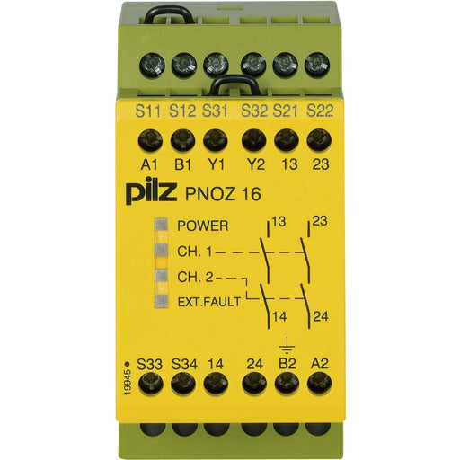 Pilz - Gerät zur Überwachung von sicherheitsgerichteten Stromkreisen Not-Aus-Schaltgerät PNOZ 16 #774063 110VAC 24VDC 2n/o