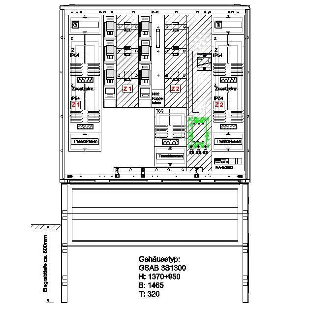 GSAB Elektrotechnik - Zähler-Komplettschrank Wandlermessung 22.W250.AR-01Ei 250A mit NA-Schutz