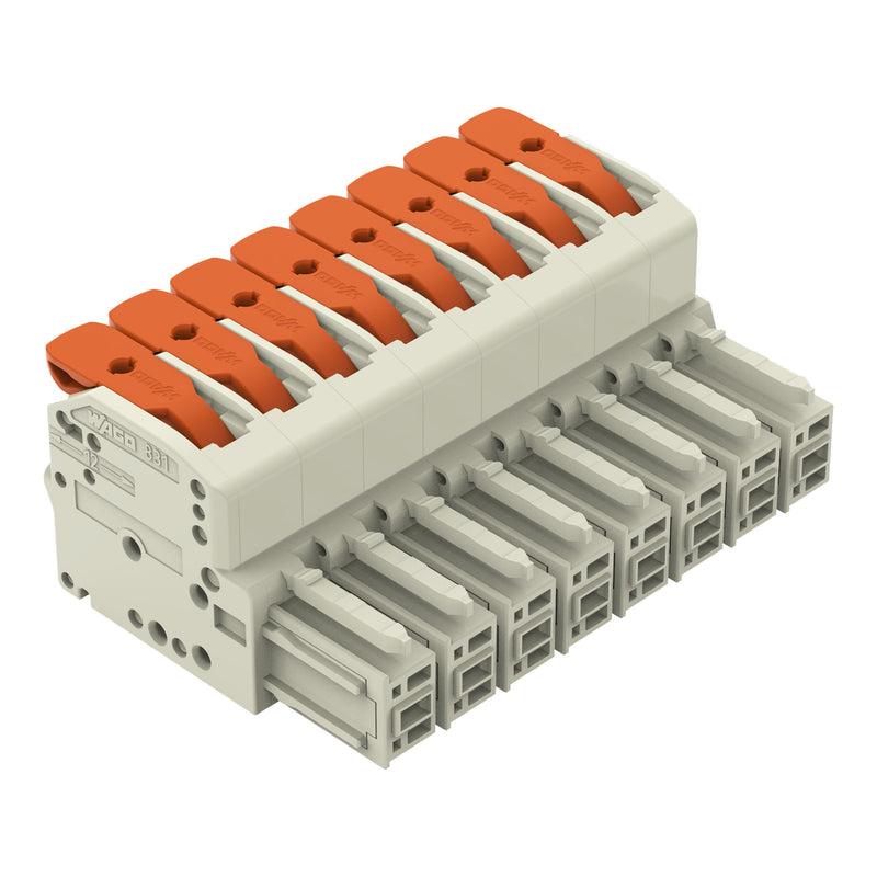 WAGO - Ein- und mehrpolige Klemmenleiste 1-Leiter-Federleiste 831-1108/000-004 Push-in CAGECLAMP,sw − 12 Stück