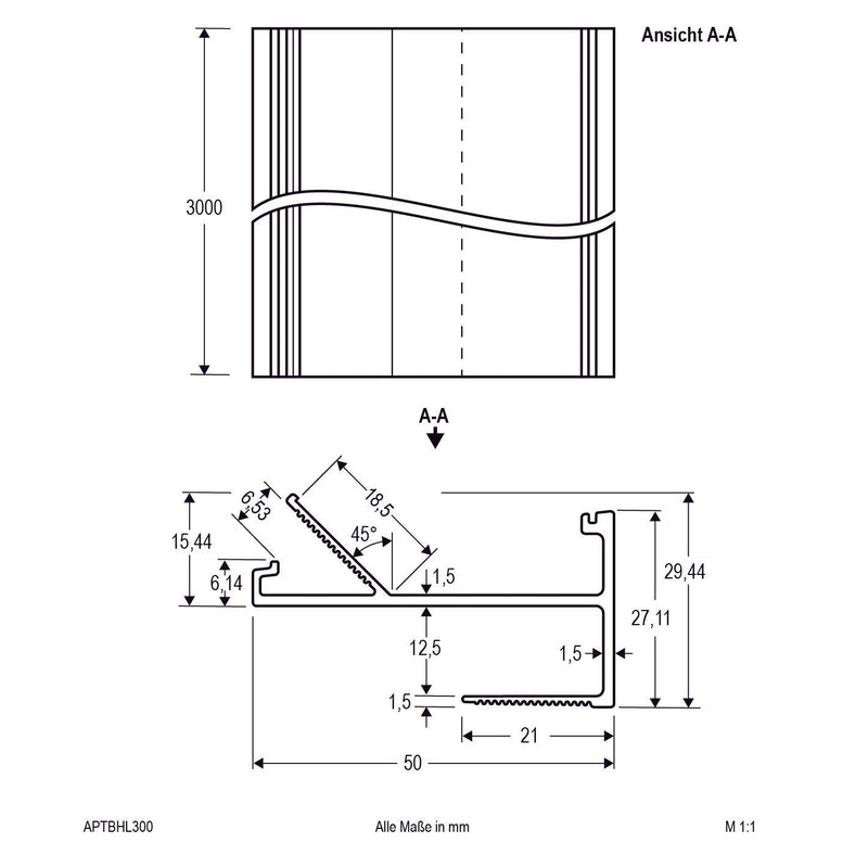 EVN Lichttechnik - Mechanisches Zubehör/Ersatzteile für Leuchten Trockenbauprofil APTBHL300 für LED-Stripes