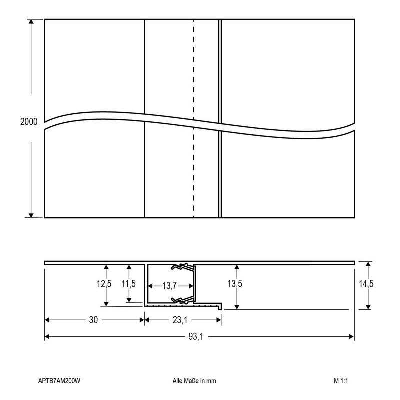 EVN Lichttechnik - Mechanisches Zubehör/Ersatzteile für Leuchten Trockenbauprofil APTB7AM200W inkl. Abdeckung
