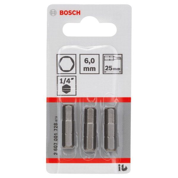 Bosch - Bit Schrauberbit Extra-Hart 2607001728 HEX 6 25 mm 3er-Pack