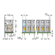 WAGO - Leiterplattenklemme 741-304 Drücker,2,5 mm²,grau − 40 Stück
