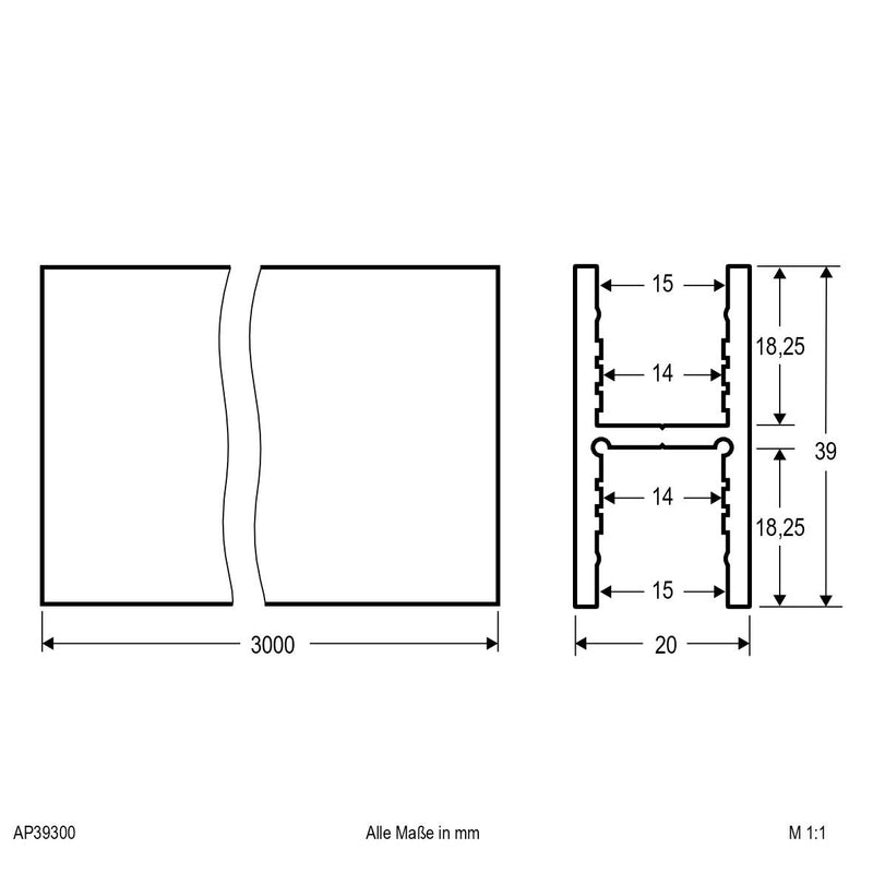 EVN Lichttechnik - Mechanisches Zubehör/Ersatzteile für Leuchten Aluminiumprofil 3m APH39300