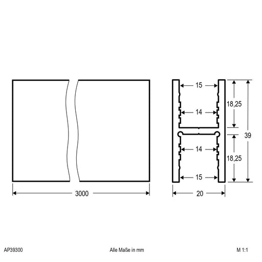 EVN Lichttechnik - Mechanisches Zubehör/Ersatzteile für Leuchten Aluminiumprofil 3m APH39300