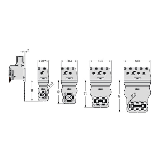 WAGO - Zubehör/Ersatzteile für Klemmen Zugentlastungsplatte 832-532 20,2mm breit, lgr − 60 Stück