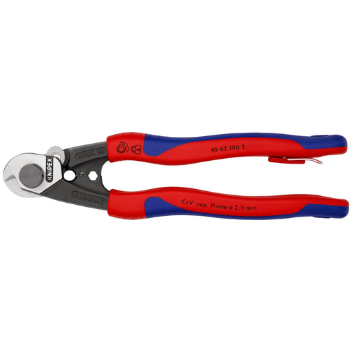 Knipex - Kabelschere Drahtseilschere 95 62 190 T 190mm, mit Bef.-Öse