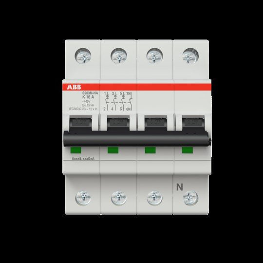 ABB Stotz S&J - Leitungsschutzschalter Sicherungsautomat S203M-K16NA 10 kA, 16 A, 3P+NA