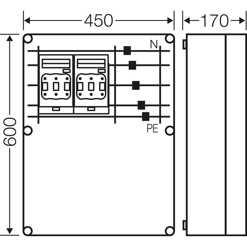Hensel - Sicherungslasttrennschalter mit Gehäuse Mi-NH-Sich.lasttr.gehäuse Mi 6622 2x3xNH00, 400A, 5p