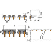 WAGO - Leiterplattensteckverbinder THT-Stiftleiste Lötstift 2092-3725 1,4mm,abgewinkelt,sw − 300 Stück