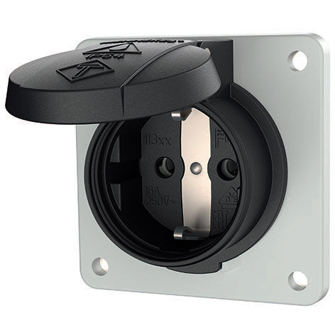 Mennekes - Schutzkontakt-Anbausteckdose SCHUKO schwarz 11312F 16A2p+E230V, IP54