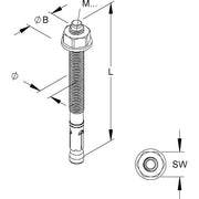 Niedax - Bolzenanker Durchsteckanker DAZ 10X30 E4 − 50 Stück