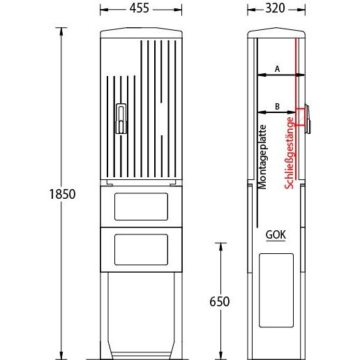 uesa - Gehäuse/Schaltschrank (leer) Leersäule IP44 A060-M-1850 1850x455x320