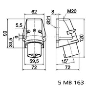Bals Elektrotech - CEE-Gerätestecker (IEC 60309) Wandgerätestecker 24423 16A 3p 230V 6h IP44