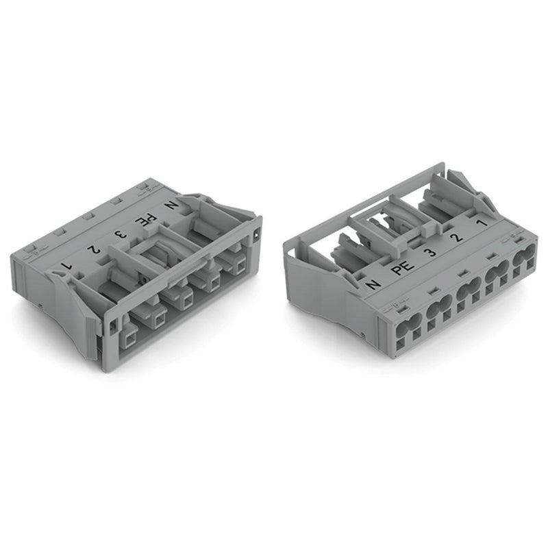 WAGO - Geräteanschluss für steckbare Gebäudeinstallation Snap-In-Buchse 770-745/062-000 5-polig,Kod. B,grau − 50 Stück
