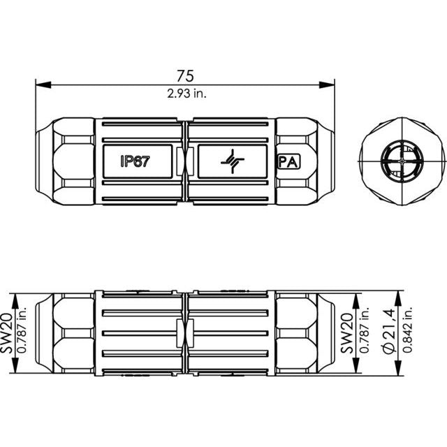 Telegärtner - Modularer Steckverbinder Kabelverbinder IP67 100007547 VM-Pro 8-8 Cl.FA