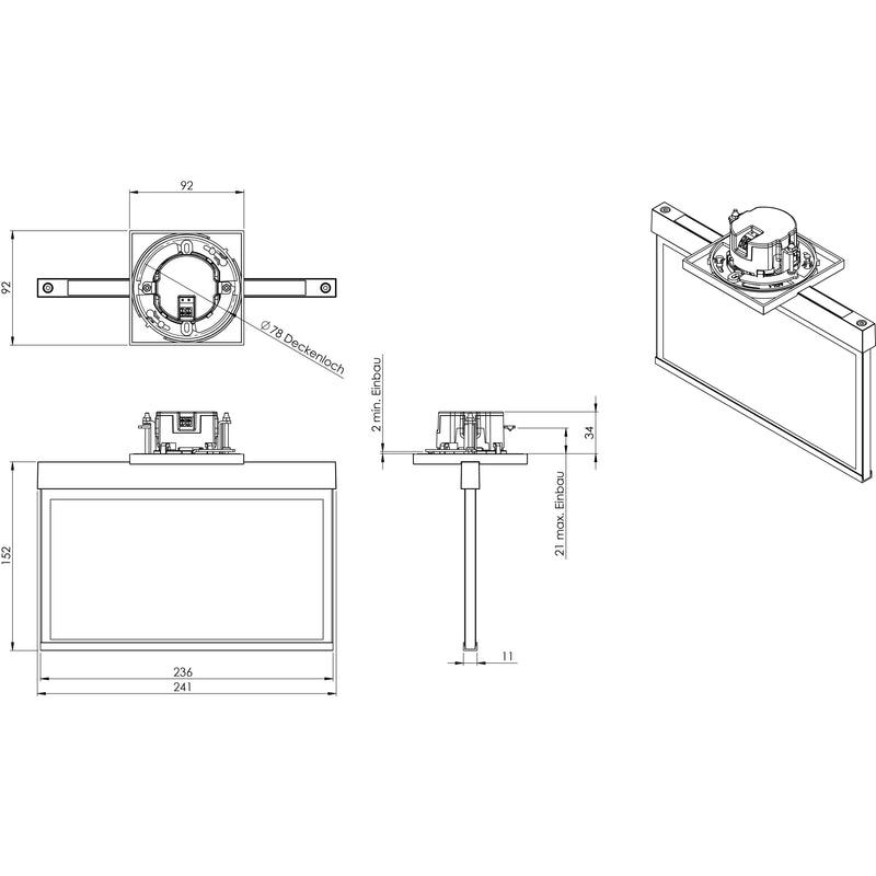 RP-Technik - Sicherheitsleuchte Rettungszeichenleuchte AME401WL-E EB 1h, WL, edelst