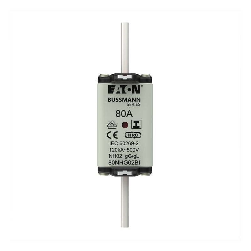 Eaton - Messersicherung Sicherungseinsatz Nieders. NH-SICHERU#80NHG02BI 80A AC 500V 120kA − 3 Stück
