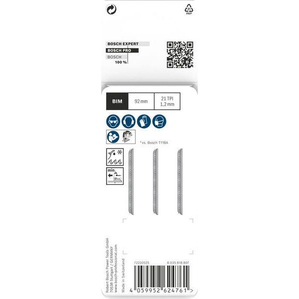 Bosch - Stichsägeblatt PRO Metal medium T121AFC 2608655105VE(3) Stichsägeblatt 92 mm