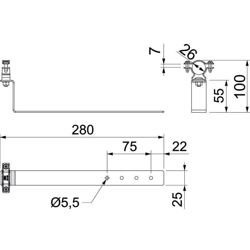 OBO Bettermann - Dachleitungshalter für Blitzschutz Dachleitungshalter isCon H280 26 VA 280mm − 25 Stück