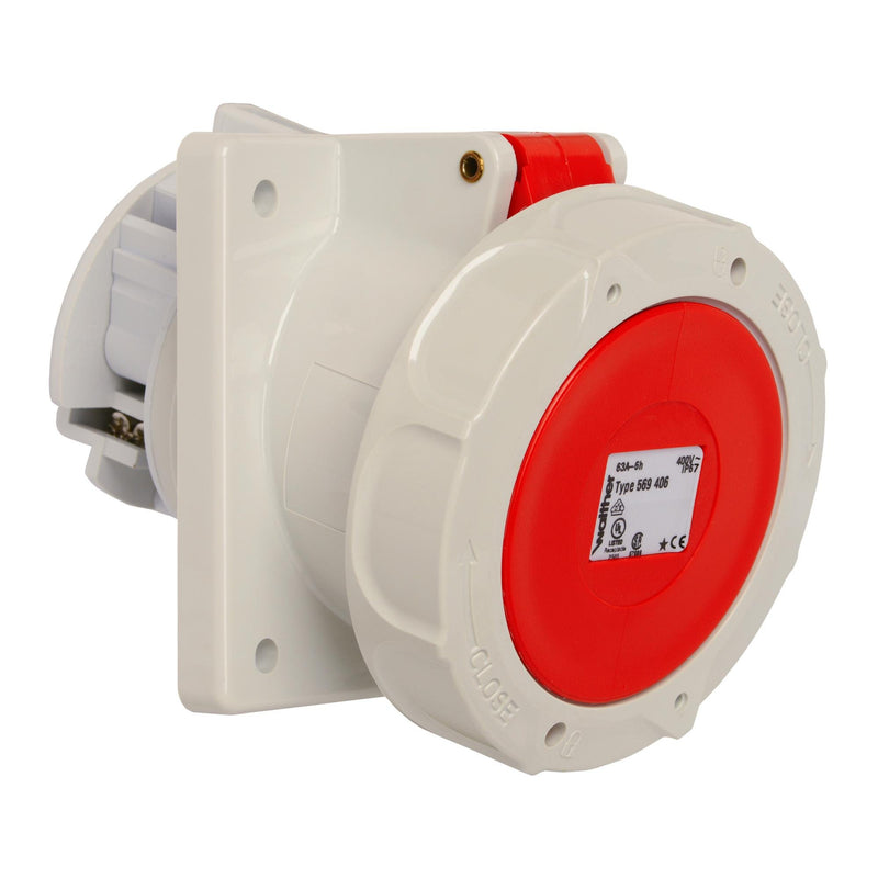 Walther Werke - CEE-Anbausteckdose (IEC 60309) Anbaudose schräg 63A 569406 4P 400V 6h IP67