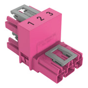 WAGO - Kompaktverteiler für steckbare Gebäudeinstallation h-Verteiler 3-polig 770-1763 Kod. B,pink − 50 Stück