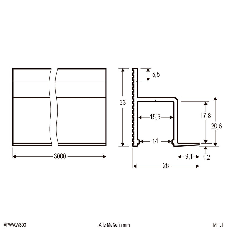 EVN Lichttechnik - Mechanisches Zubehör/Ersatzteile für Leuchten Aluminiumprofil 3m APWAW300