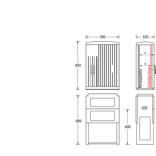 uesa - Gehäuse/Schaltschrank (leer) Normschrank IP44 A070-M-850 850x590x320mm