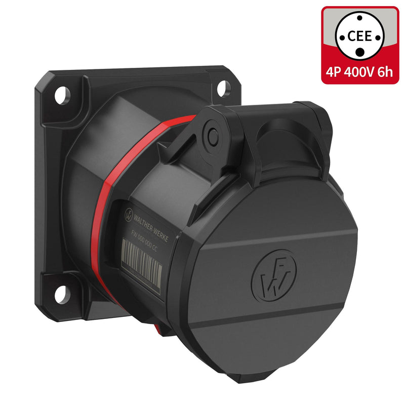 Walther Werke - CEE-Anbausteckdose (IEC 60309) CEE NEO Anbaudose schräg FW511406CC 16A 4P 6h IP54
