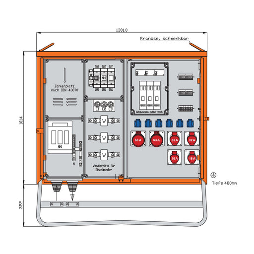Walther Werke - Baustromverteiler Anschlussverteilerschrank WAV0265R1 111kVA m.Wandlermess