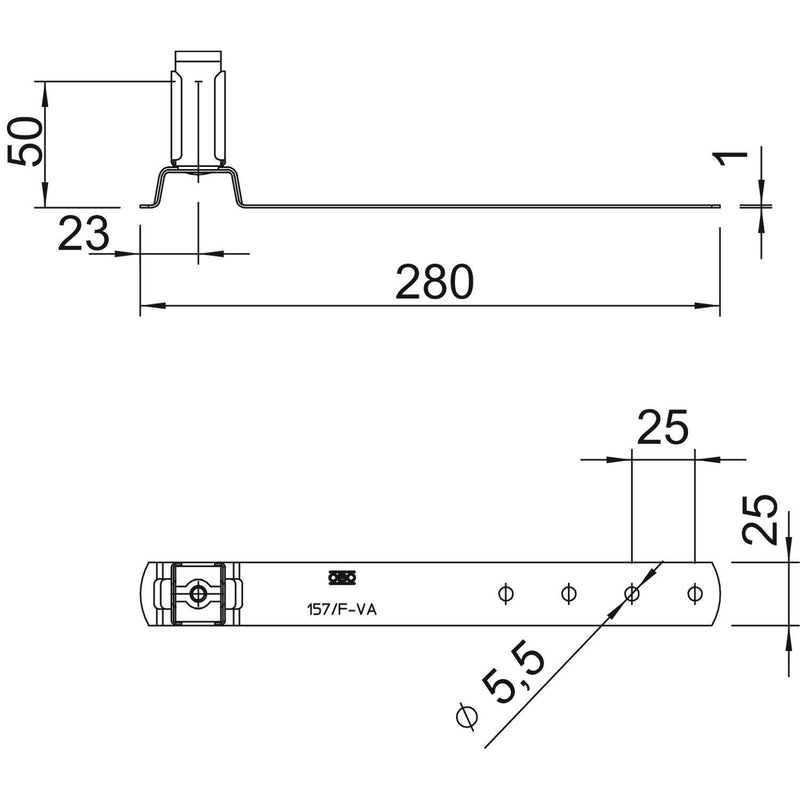 OBO Bettermann - Dachleitungshalter für Blitzschutz Dachleitungshalter 157 F-VA 280 35 35mm − 20 Stück