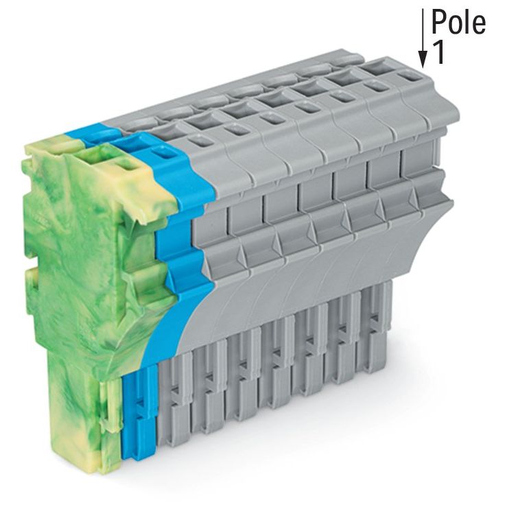 WAGO - Ein- und mehrpolige Klemmenleiste 1-Leiter-Federleiste 2022-110/000-039 4 mm²,gn-ge/bl/gr − 25 Stück