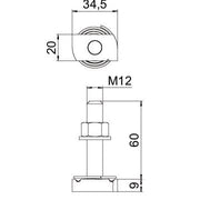 OBO Bettermann - Hammerkopfschraube MS41HBF M12x60ZL mit Feder − 25 Stück