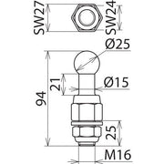 DEHN - Festpunkt für EuK-Vorrichtung Kugelfestpunkt KFP 25 M16 25 SKM D25mm gerade