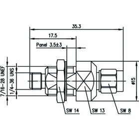 Telegärtner - Überspannungsableiter für Informations-/MSR-Technik R-SMA-Überspann.ableiter 100024837 Rev.AU(F/Rev-M/Rev)