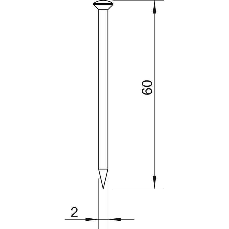 OBO Bettermann - Nagel Stahlnadel gehärtet 362 60 BK 2x60mm Stahl blank − 100 Stück