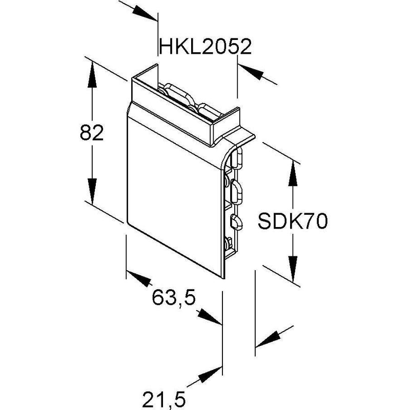 HKL - Übergangsstück für Sockelleistenkanal Flachwinkel rws STW70R.3 Kanal-System EDK − 2 Stück