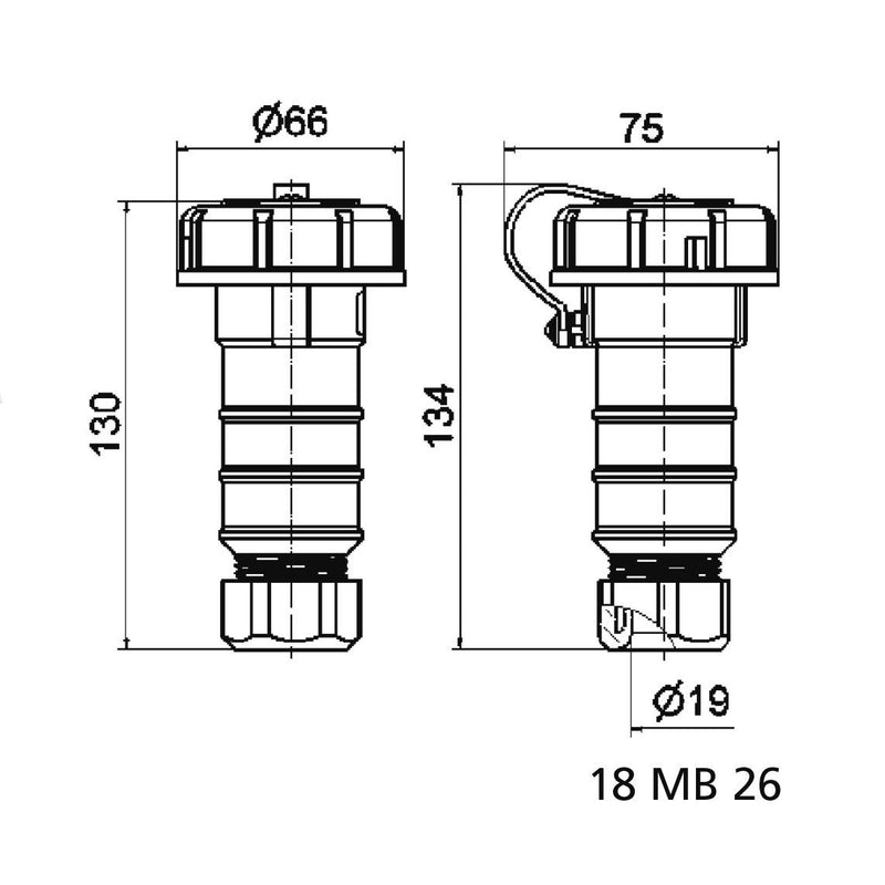 Bals Elektrotech - Schutzkontaktkupplung Schutzkontakt-Kupplung 16A 7416 3p 230V IP68