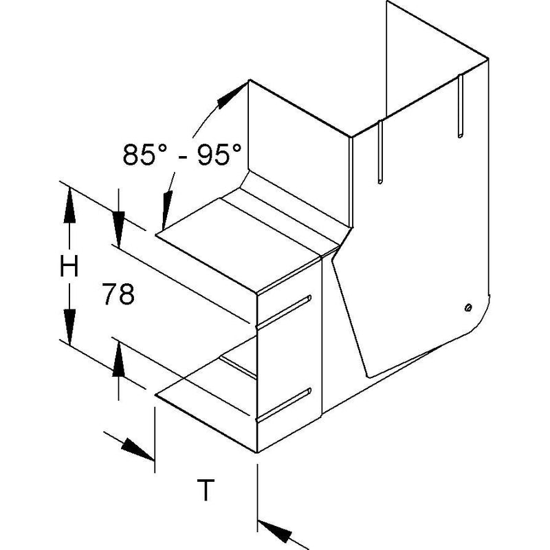 Niedax - Flachwinkel für Geräteeinbaukanal GK-Vertikaleck 90Gr. GKVV 170-78T100 S 170x100mm − 2 Stück